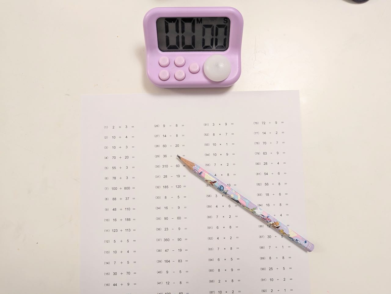 ドラゴン桜100問計算プリント（自作）を小学校入学前の幼児ができた